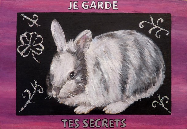 boite livre lapin personnalise (dessus)- Peinture Acrylique sur bois - Virginie Trabaud Artiste Peintre