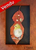 Peinture sur feuille d arbre Oiseau Zostérops - Cliquez sur l image pour voir la fiche détaillée