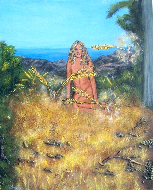 peinture femme nue en été - les elfes natures - virginie trabaud