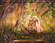 peinture le lion et le rat - Virginie Trabaud artiste peintre Animalier 