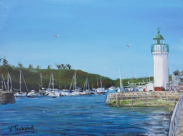 peinture Phare de Palais Belle île en mer - Acrylique - Virginie Trabaud