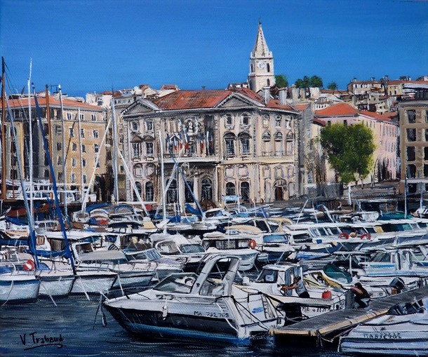 Le Port de Marseille - Peinture acrylique sur toile - Virginie TRABAUD Artiste Peintre