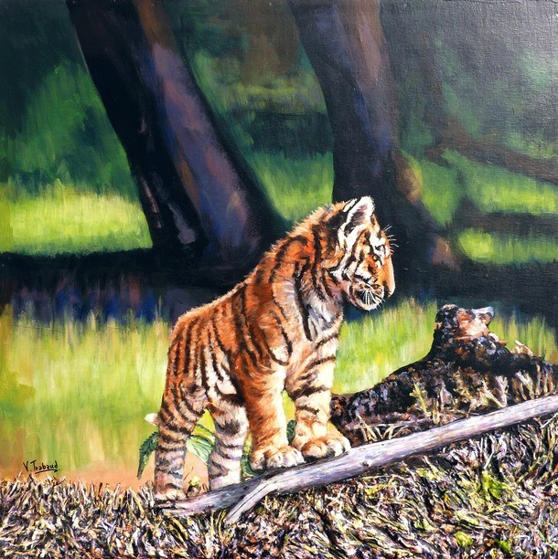 peinture bb tigre - artiste peintre Virginie Trabaud