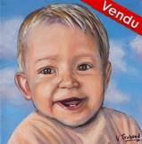 Peinture portrait de bébé rieur - Virginie Trabaud Artiste Peintre