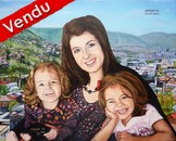 Peinture Sarajevo portraits mère et enfants - Virginie Trabaud Artiste Peintre