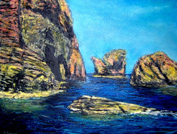peinture rochers mer scandola corse - Virginie trabaud artiste peintre
