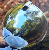 peinture Phare chromé de 2cv reflet forêt - Cliquez sur l image pour voir la fiche détaillée et le tarif de l oeuvre