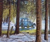 peinture 2cv6 à l'orée du bois forêt neige - Cliquez sur l image pour voir la fiche détaillée et le tarif de l oeuvre