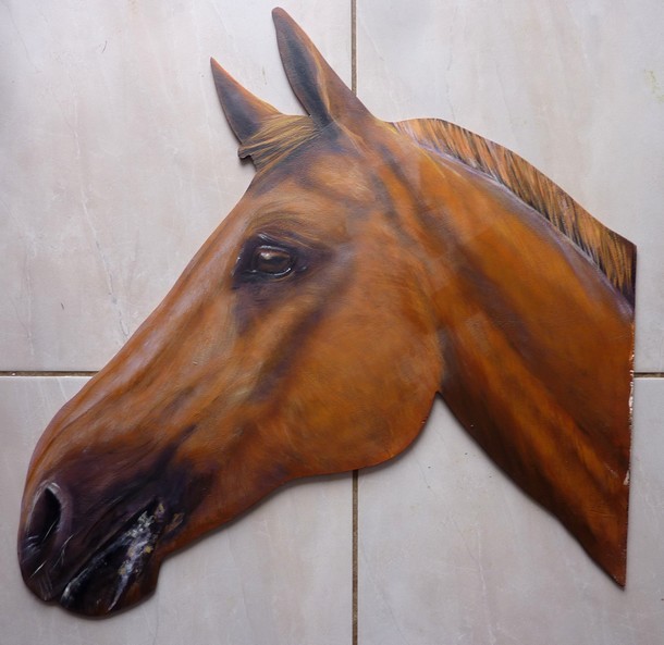 Peinture tête de cheval en trompe l'oeil - Virginie TRABAUD Copyright