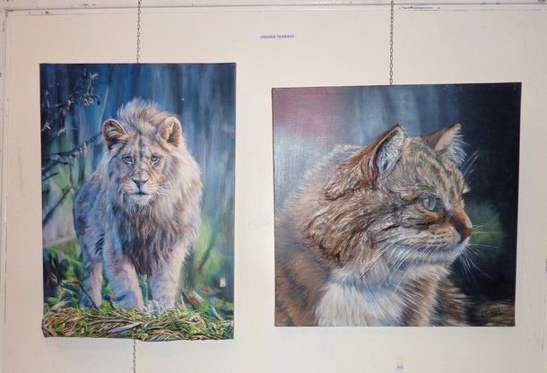le lion et Portrait de chat -  Peintures sculptées en relief 3D