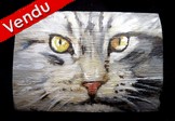 Peinture sur bois - chaton gris - petit coffre - Virginie TRABAUD