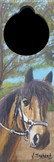 Peinture sur bois - Portrait de cheval brun - plaque de porte