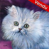 Portrait de chat persan blanc - Peinture en relief - Virginie Trabaud