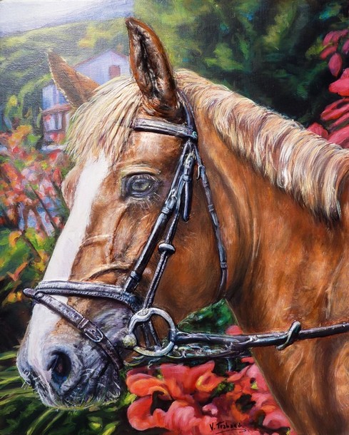peinture portrait de cheval en relief - acrylique et sculpture au mortier en relief 3D - virginie Trabaud
