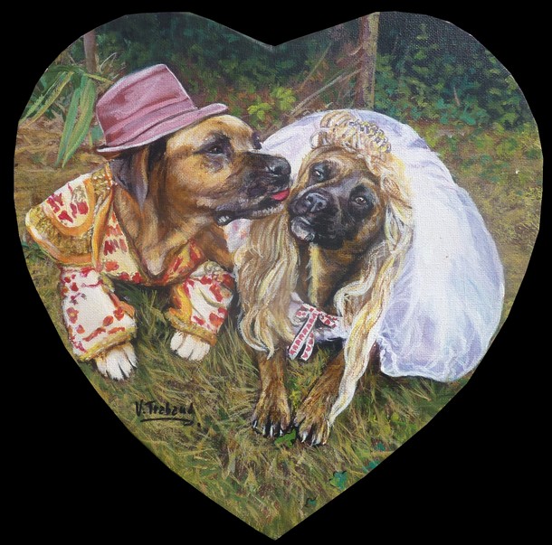 Peinture Chiens et chiennes en maris d aprs photos - acrylique - virginie trabaud artiste peintre