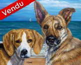 Tableau de Peinture portraits de chiens d'aprs photos - Fidji et Floppy