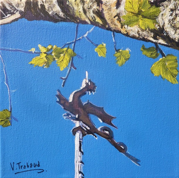 Peinture girouette dragon sur la Tour césar de Provins - Acrylique - Virginie TRABAUD
