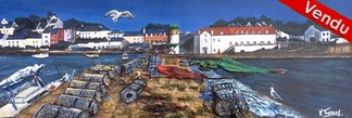 tableau relief peinture port de Sauzon - belle île en mer  - Cliquez sur l image pour voir la fiche détaillée et consutler le tarif de l oeuvre
