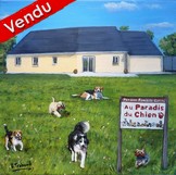 Pension familiale canine - Peinture acrylique d'aprs photo - Virginie Trabaud Artiste Peintre