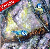 peinture acrylique Les Mésanges - Artiste Peintre Virginie Trabaud