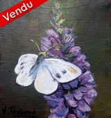peinture acrylique miniature - Papillon blanc - Cliquez sur l image pour voir la fiche détaillée et consulter le tarif de l oeuvre