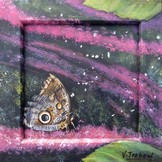 peinture Fleurs et Papillon morpho sur bois - Cliquez sur l image pour voir la fiche détaillée et consulter le tarif de l oeuvre