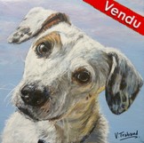 Peinture Portrait de Chien "Andie" - Virginie Trabaud Artiste Peintre Animalier