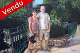 Peinture acrylique - couple devant moulin à eau normandie  - Cliquez sur l'image pour voir la fiche et l'agrandissement