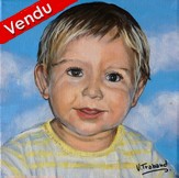 Portrait de petit garçon blond - Peinture acrylique d'après photo - Virginie Trabaud Artiste Peintre