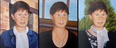 Portrait de femme en 3 versions - Peinture acrylique - virginie TRABAUD