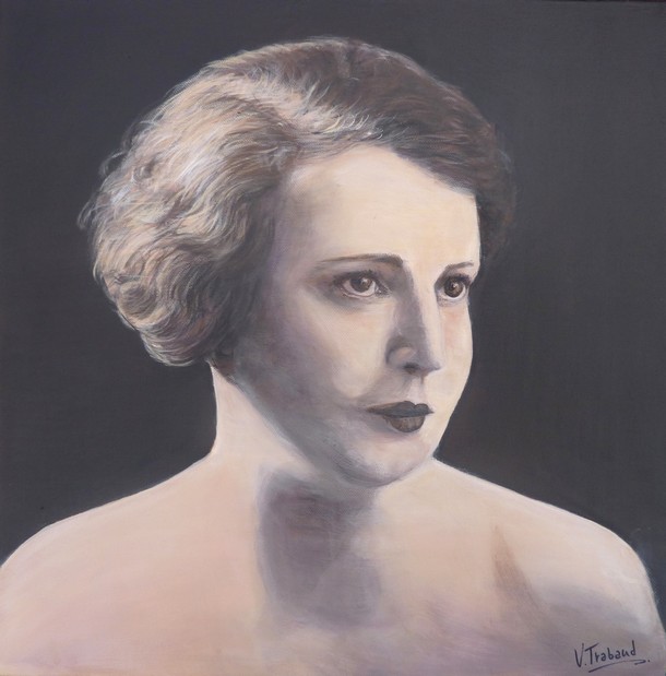 portrait de femme année 50 - peinture acrylique - virginie trabaud artiste peintre