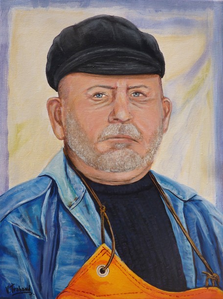 Peinture portrait de marin pêcheur - Acrylique - Virginie Trabaud