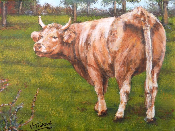 peinture de vache vue de dos - Virginie trabaud artiste peintre