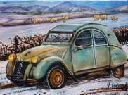 peinture 2cv AZ en hiver - Cliquez sur l image pour voir la fiche dtaille et le tarif de l oeuvre