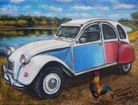 peinture 2cv cocorico avec coq - Cliquez sur l image pour voir la fiche dtaille et le tarif de l oeuvre