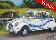 peinture 2cv france3 et 2 chevaux - Cliquez sur l image pour voir la fiche dtaille et le tarif de l oeuvre