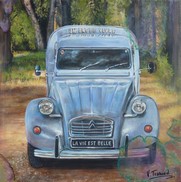 peinture 2cv AK fourgonnette grise en fort - Cliquez sur l image pour voir la fiche dtaille et le tarif de l oeuvre